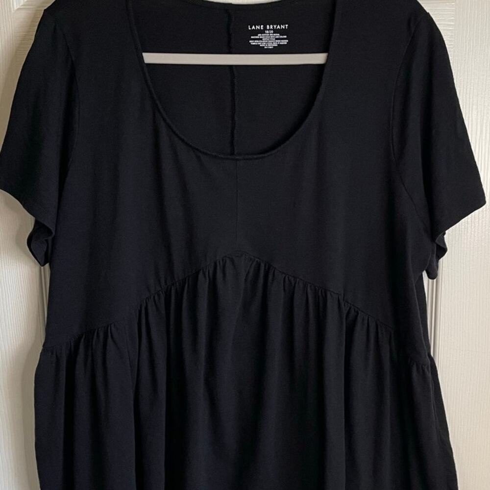 Lane Bryant Black Babydoll Top Sz 18/20 Short Sleeves Scoop Neck Casual Neutral - Picture 4 of 8